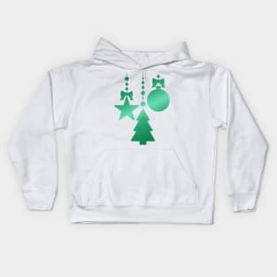 Minimal Christmas Tree Ornaments Green Gradient Kids Hoodie